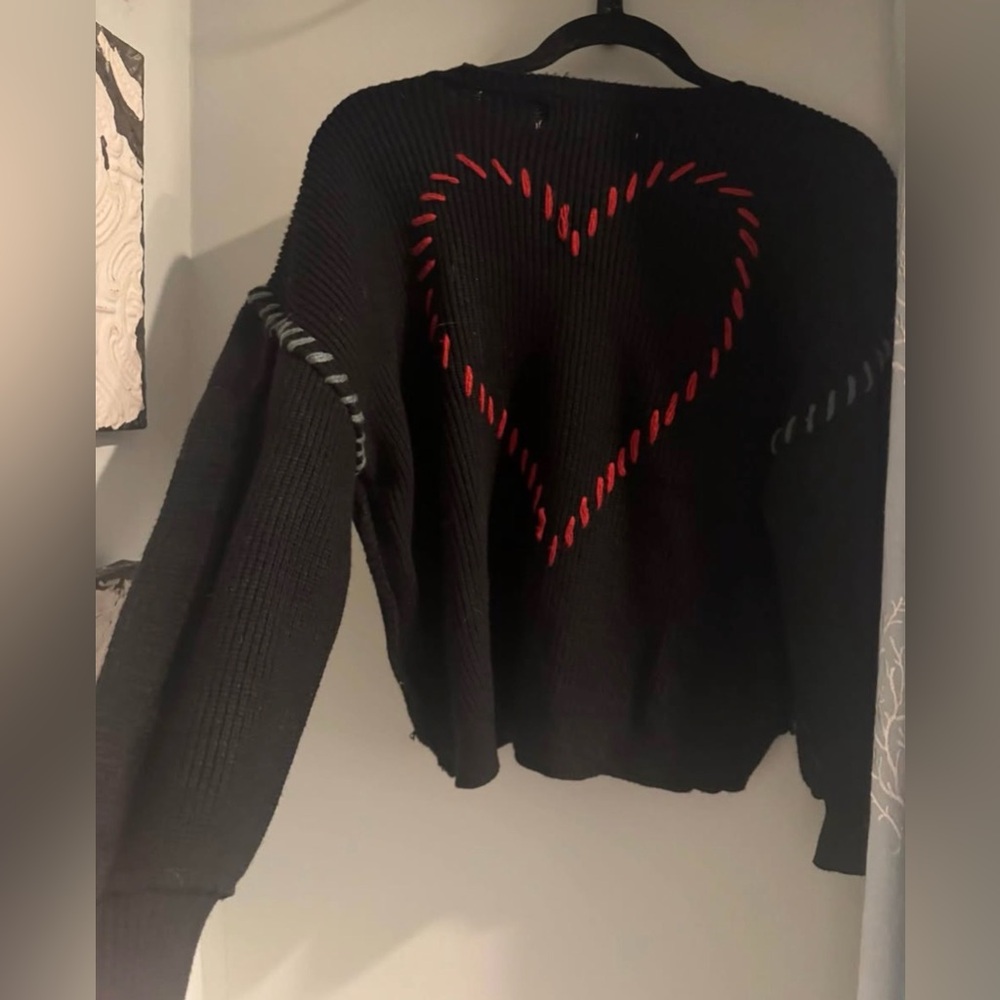 Vintage Havana Cropped Heart Sweater - L